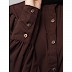 Gathered puffed sleeves abaya with long cuff - Brown